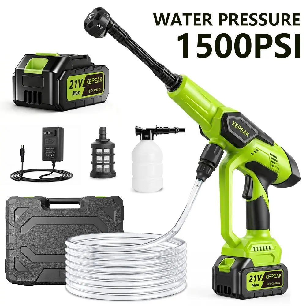 【BacktoSchool】KEPEAK 1500PSI Cordless Pressure Washer Machine, Water Squirter, Water Blaster Portable Power Washer Handheld High-Pressure Car Washer 6-in-1 Adjustable Nozzle for Car/Garden/Outdoor Cleaning,Perfect Gift Ideas,car accessories