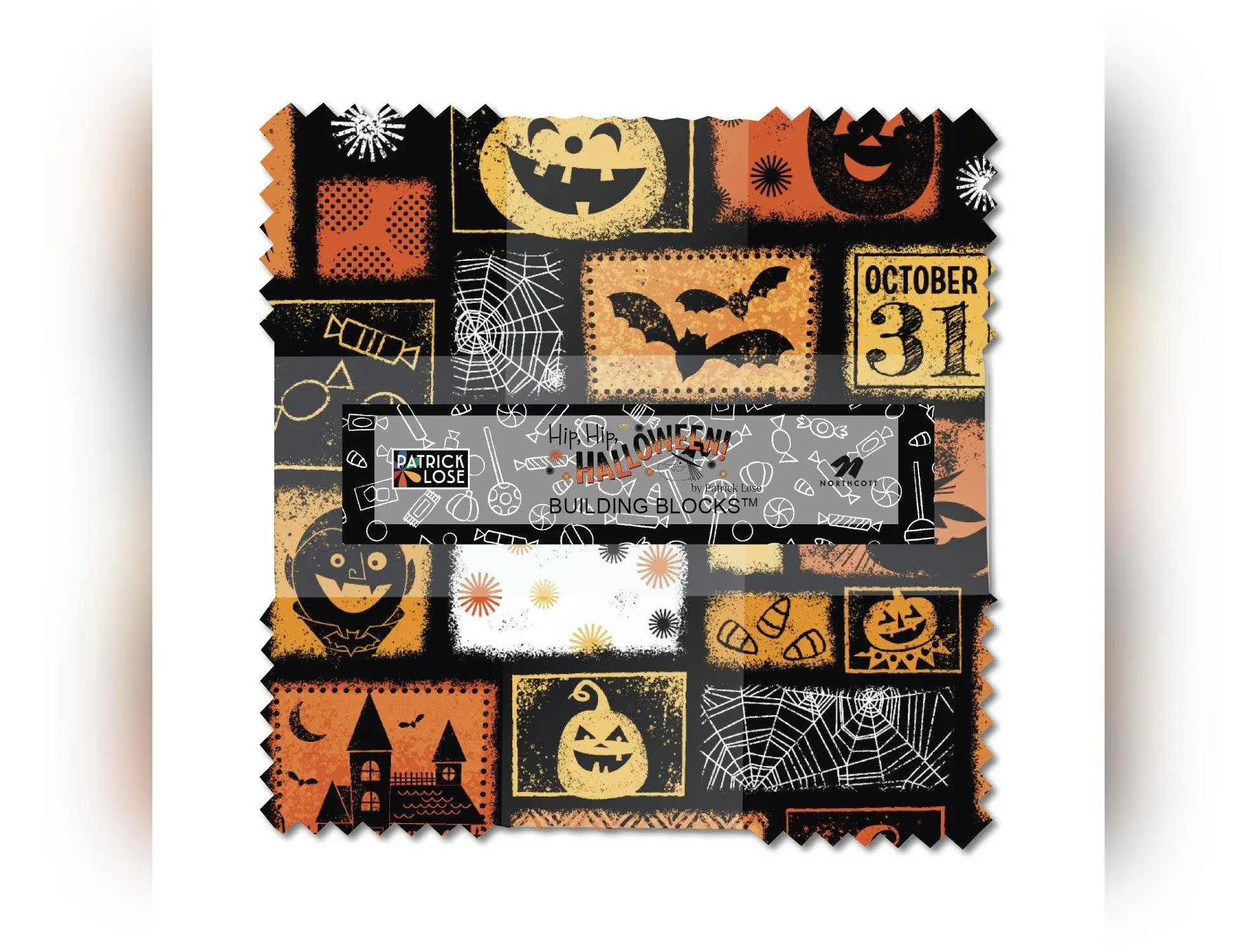 Hip Hip Halloween | 10" Square Pack by Patrick Lose for Northcott Fabrics | 42 pcs