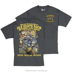 "Old Goats Retired CPO Mess" 100% Cotton Tee | Charcoal