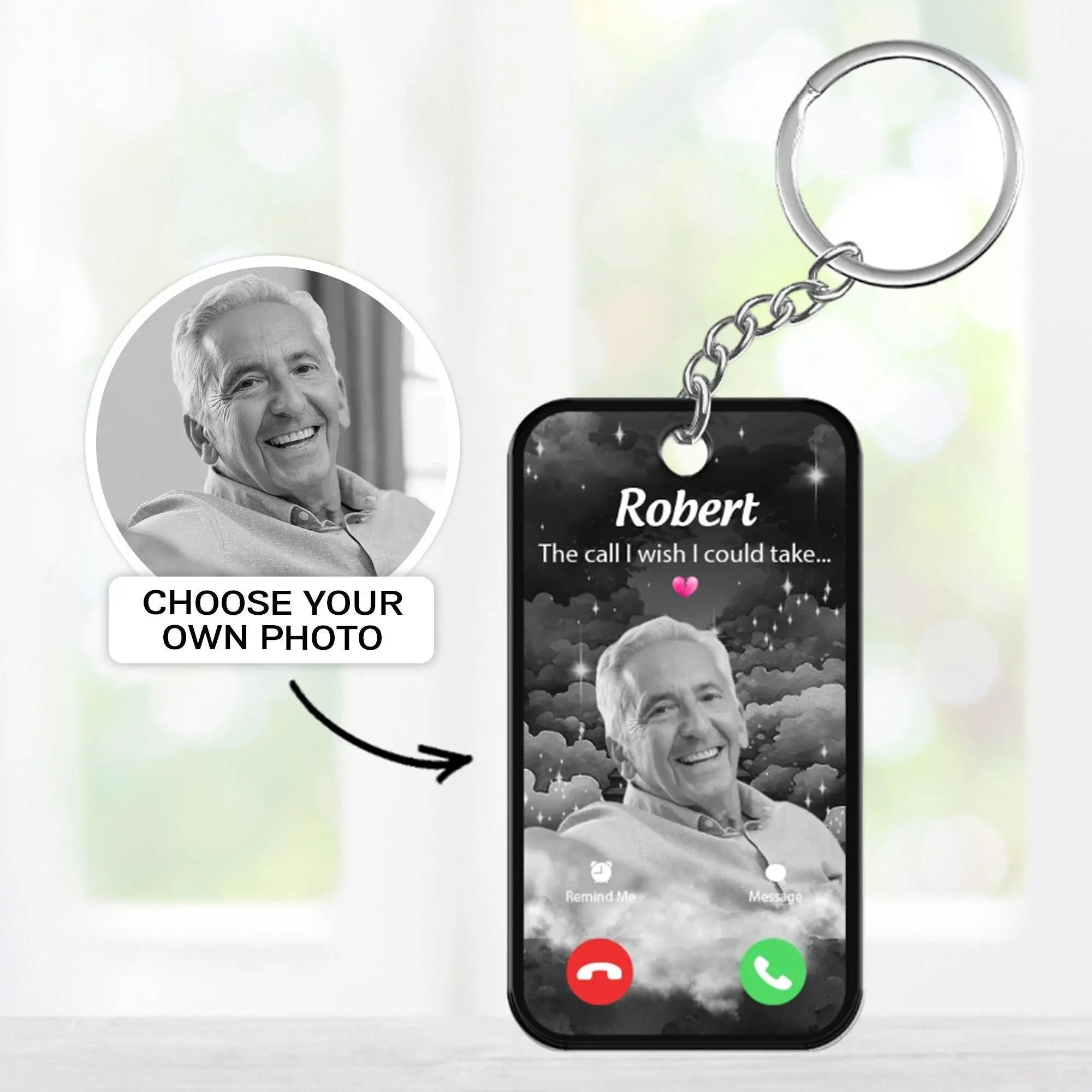 The Call I Wish I Could Make- Personalized Photo Acrylic Keychain The Call I Wish I Could Make- Personalized Photo Acrylic Keychain