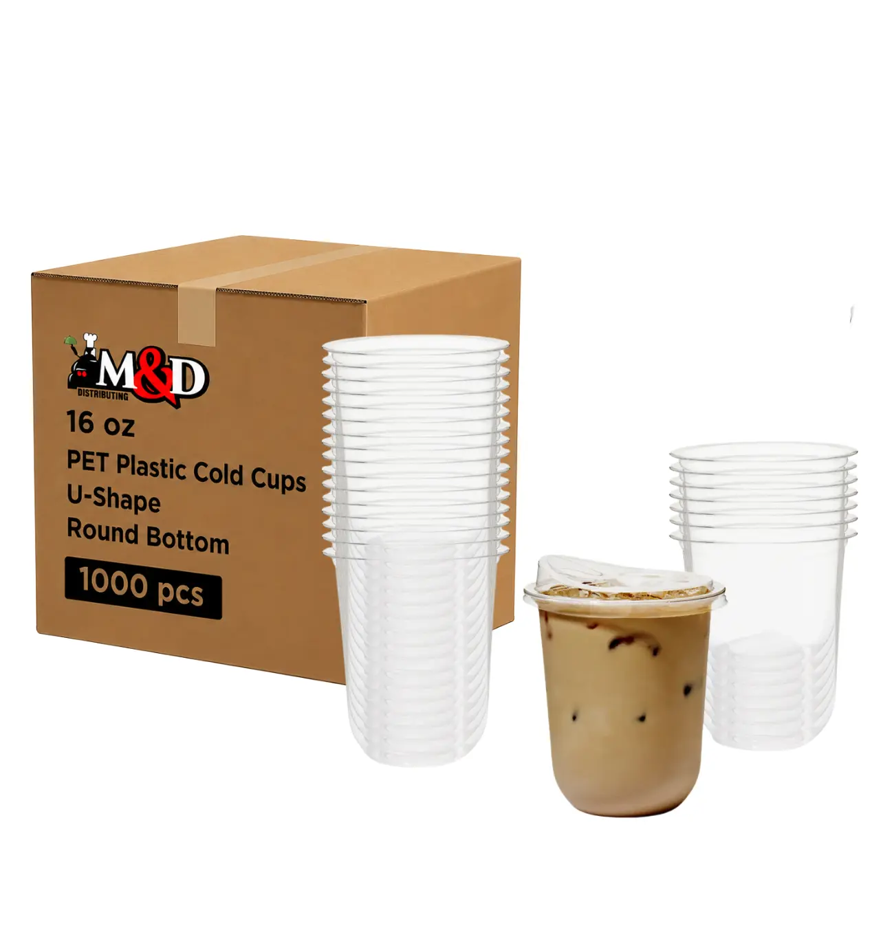 1000pcs Round Bottom U-Shape Cup PET 98mm 12, 16,20,24oz Ideal for Iced Coffee, Matcha, Dirty Soda, Lemondade, Events
