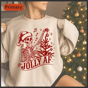 JOLLY AF Skeleton Snarky Funny Christmas Sweatshirt, Jolly AF Holiday Gift Pullover Jumper Tee, Festive Humor Xmas Top, Unisex Sweater Apparel,