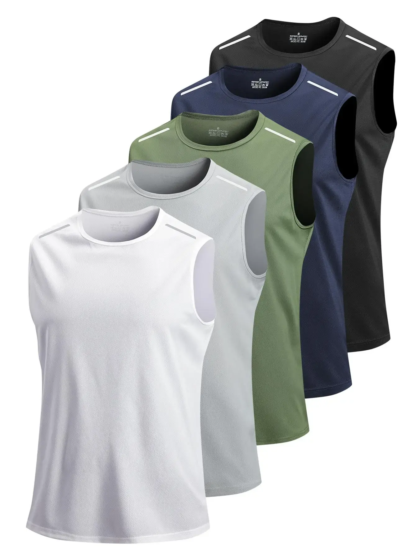 Men's Running Vests, Regular Fit Solid Color Breathable Sleeveless Crew Neck T-Shirt for Gym Workouts, Sleeveless Short Vests