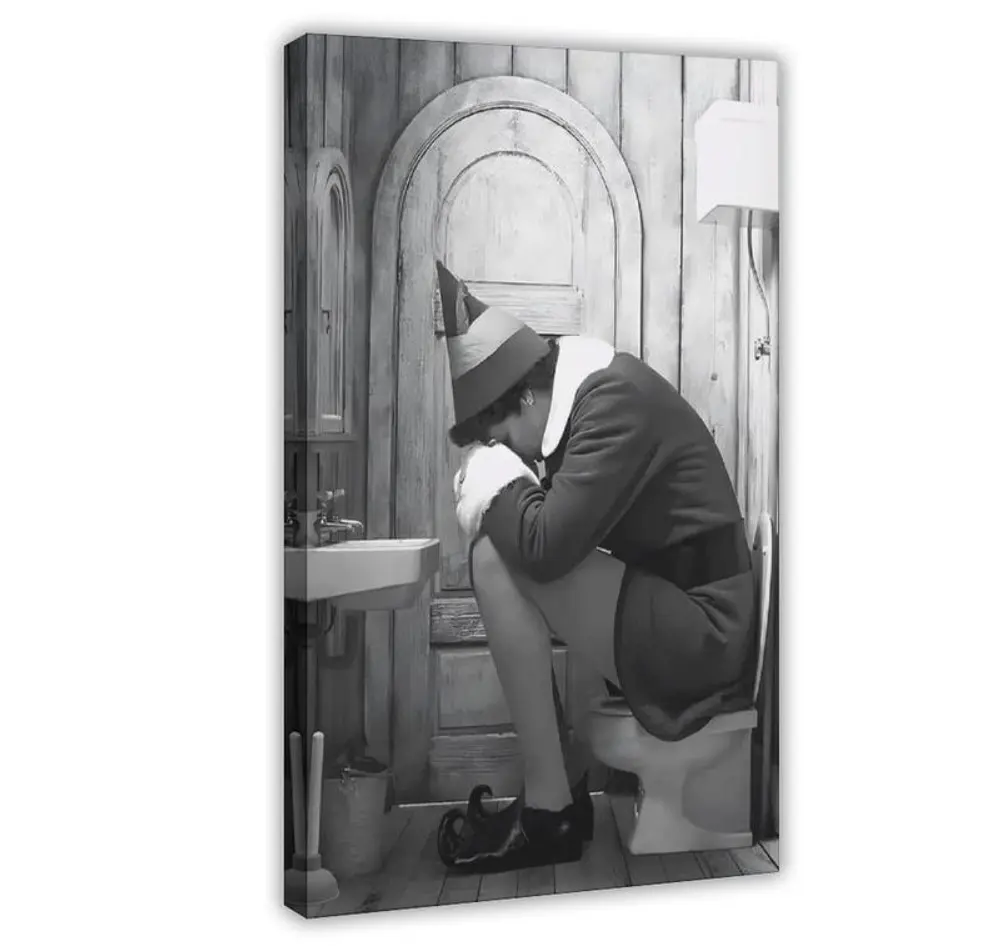 Black and White Comedy Elf Movie Canvas Wall Art Print, Decorative Modern Artwork, Home Supplies for Living Room House Decor
