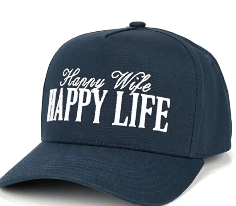 C.C Happy Wife HAPPY LIFE Patch Trucker Cap Navy