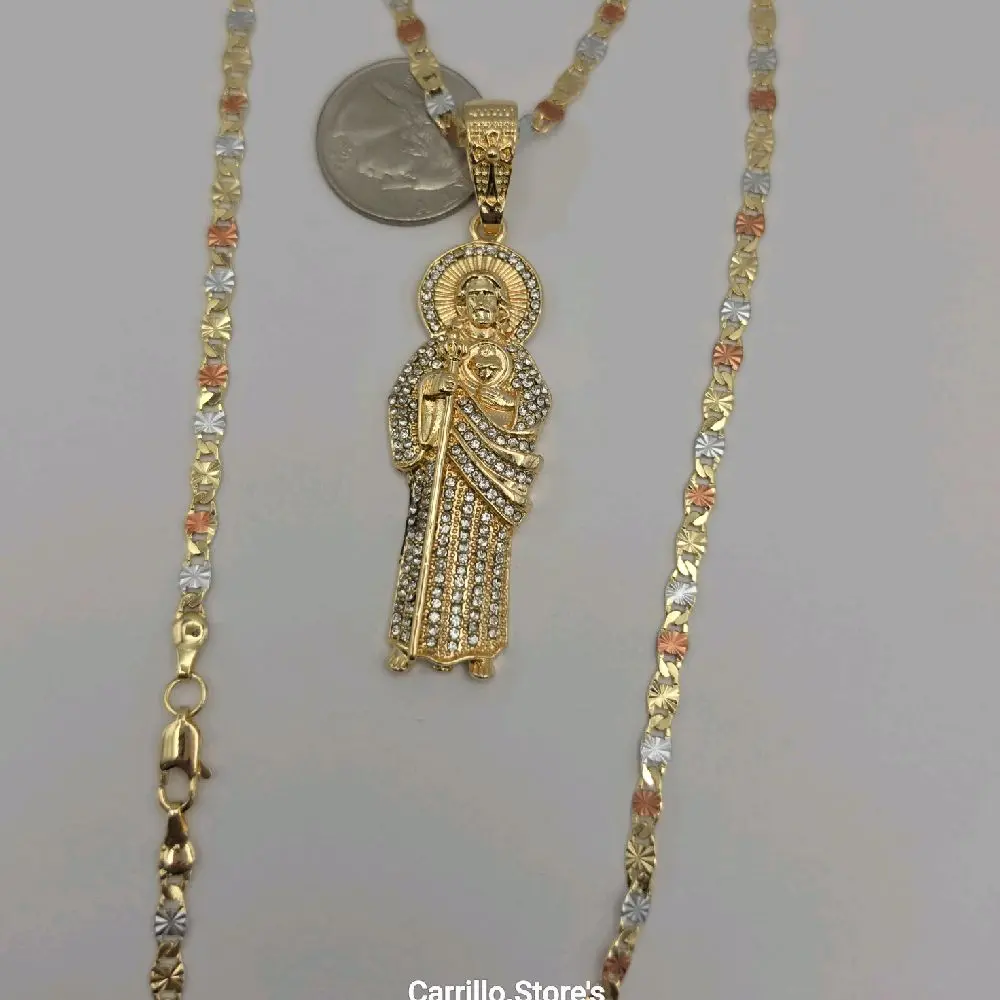 Sacred Heart religious style necklace gold-plated three colors fashion design clear stones