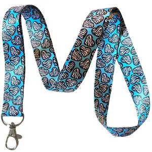 Execucat Lanyard - Zebra Hearts (Teal) ID Badge Holder & Keychain