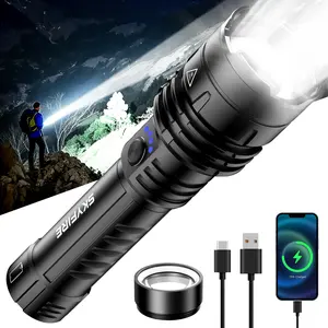 SKYFIRE 1376 LED Flashlight – High Lumen Rechargeable Torch with Fire-Gathering Lens, Zoomable, 5 Lighting Modes, Ultra-Bright for Camping, Outdoor & Home Use