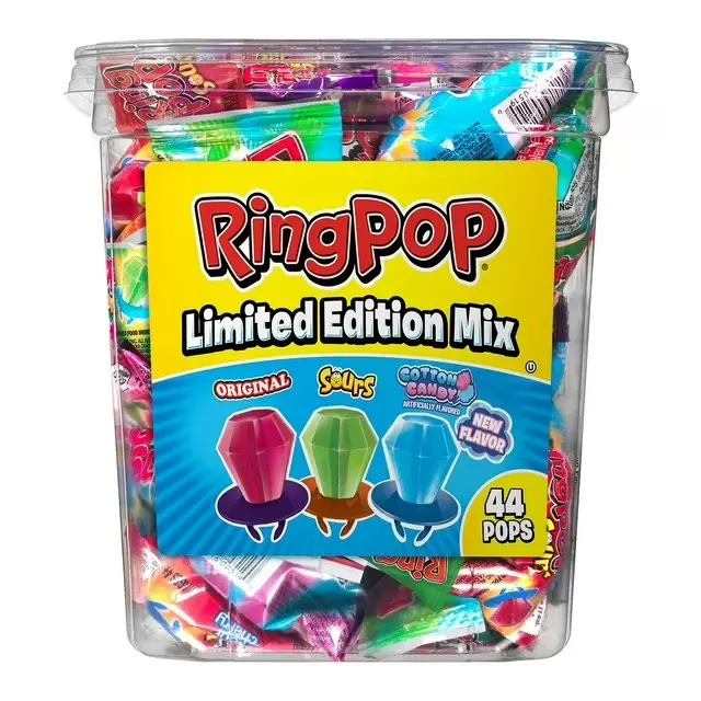 RingPop Limited Edition Mix - 44 Pops in Original, Sours, and Cotton Candy Flavors - Fun and Delicious Treats for All Ages