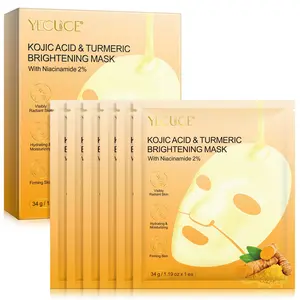 Yecuce Turmeric Collagen Face Mask 6 Pack, 2% Niacinamide and Arbutin for Hydration, Brightening and Skin Firming, Ideal for Dry Dull Skin