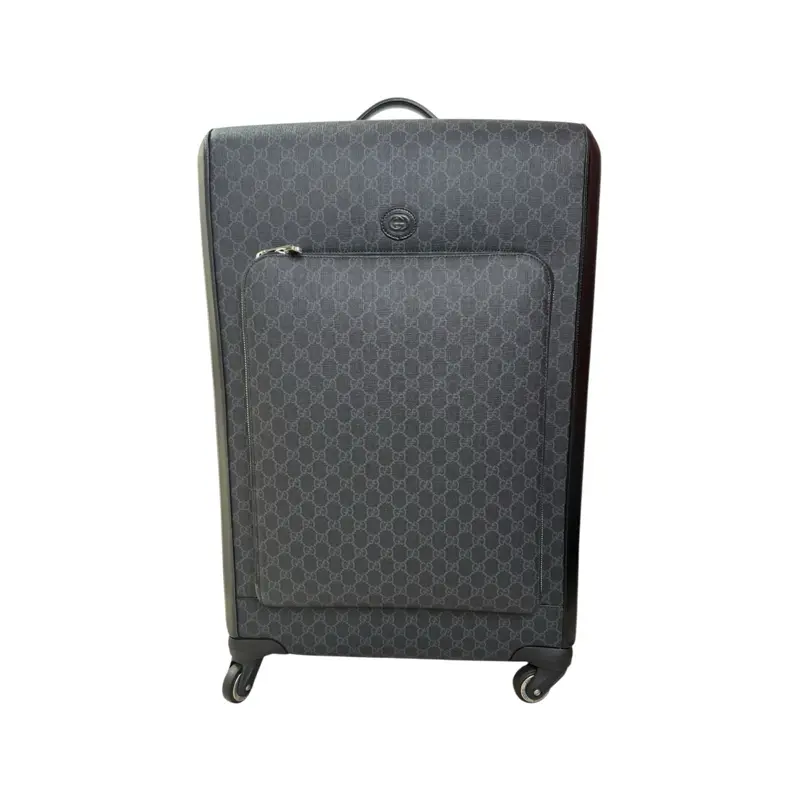 Pre-owned GUCCI Canvas Travel Bags GG supreme in Black Suitcase