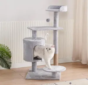 Cat Tree with Toy, Cat Tower condo, Cat House with Padded Plush and Scratching Post protector