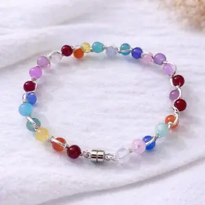 Rainbow Bead and Wire Bracelet