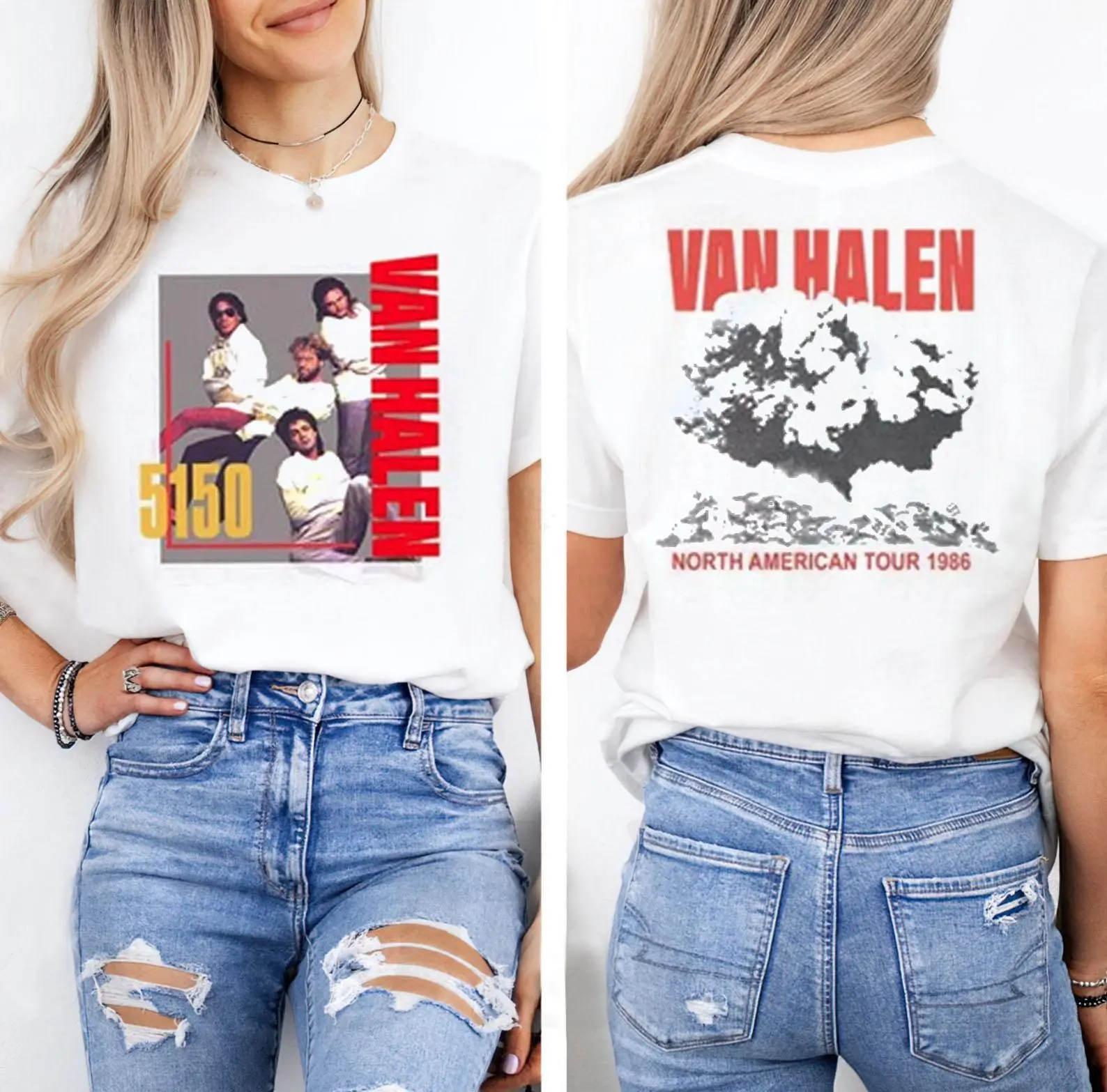 Van Halen 5150 Tour Two-Sided T-Shirt – 80s Rock Band Tee - Vintage Style Outfit