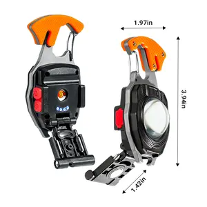 Qawtor Multifunctional Portable Keychain Flashlight, 7 Lighting Modes, Magnetic, Real-Time Power Display, Type-C Rechargeable, All-in-One Tool for Whistle, Double Screwdriver, Bottle Opener, Safety Cutter, Fire Starter & Clip, Summervibes, Fathersdaygift