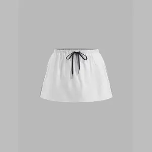 Cider Mid Rise Knotted Side Stripe Mini Skirt