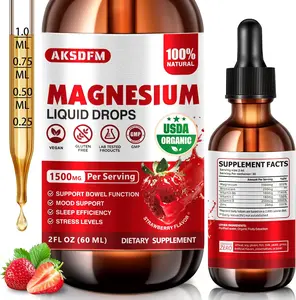 Magnesium Glycinate Liquid - 1500mg Maximized Absorption Magnesium Complex Supplement to Support Stress Relief, Night, Heart Health, Nerves and Muscles - Strawberry Flavor (60ml)