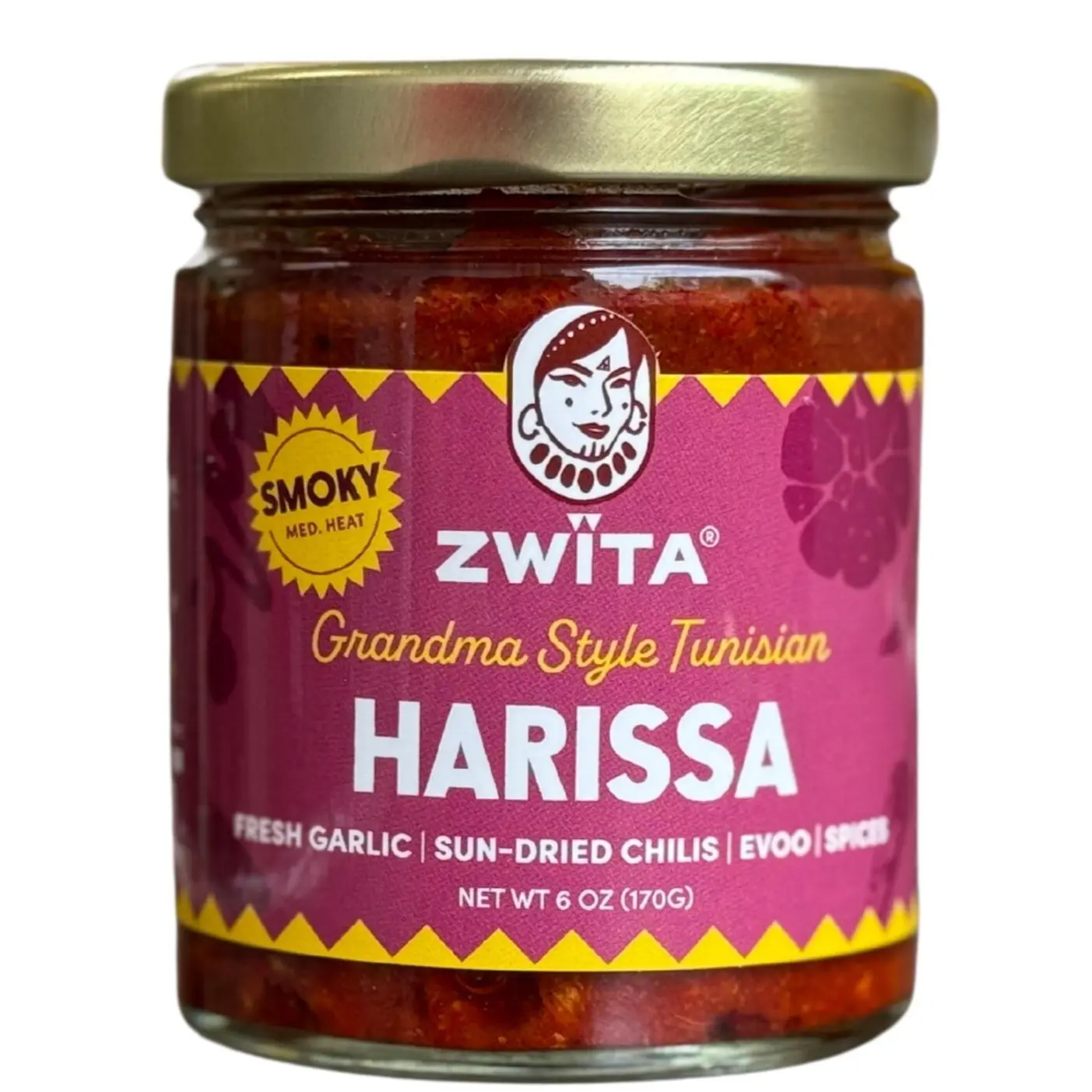 Zwïta Smoky Harissa — Award-Winning Tunisian Thick Sun-Dried Chili Paste With Fresh Garlic & Extra Virgin Olive Oil — Deep, Smoky Heat — 100% Grandma Approved — North African Condiment — Hot Chili Sauce — Vegan, Gluten Free, Non-GMO — 6 oz