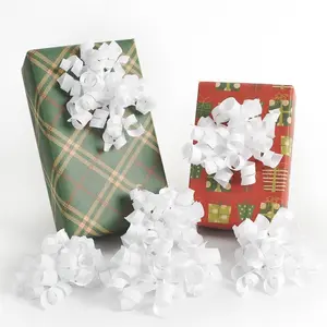 White Bows for  Wrapping, White Curly Ribbon Bows Self Adhesive Burst  Bow for Christmas Presents,  Bottle,  Bags, Bridal Shower Wedding Party Favor - 6 Counts
