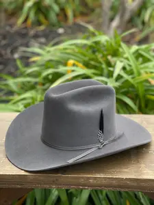 STETSON 6X Rancher BULLET Cowboy Felt Hat with 3.5" Brim & 5" Crown - Final Sale Item Made in USA Featuring Feather on Band