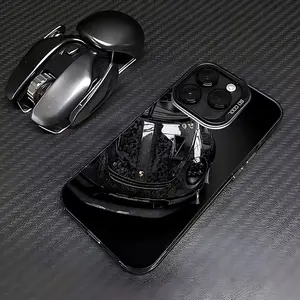 Black Sports Car Graphic Phone Case Holo Frame Luxury Racing Aesthetic Holographic Bumper Cover Compatible with iPhone
