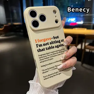 Straight Edge Phone Case for iPhone 17 15 16 14 Pro Max 13 12 11 XR XS Plus Air E Forgive, Bound, Move Pattern Pocket-Friendly Shockproof Liquid Silicone Protective Soft Smartphone Casing