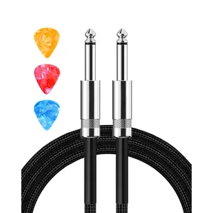 Guitar Cable, Guitar Cord 10ft AMP Cord for Bass & Electric Guitars/Keyboard/Mandolin TS 1/4 Inch Instrument Cable, Pro Audio Straight Angle Black