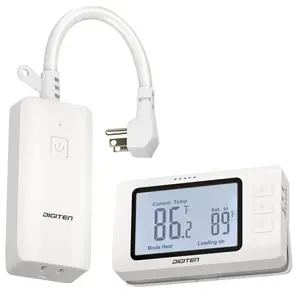 DIGITEN Wireless Temperature Controller WTC1001, Remote Control Plug for Heating, Cooling & Ventilation, Easy Operation, Space Saving, 15A 1800W, LCD Display, for Space Heaters, AC, Fans, Reptile Enclosures, Greenhouses & Storage Rooms