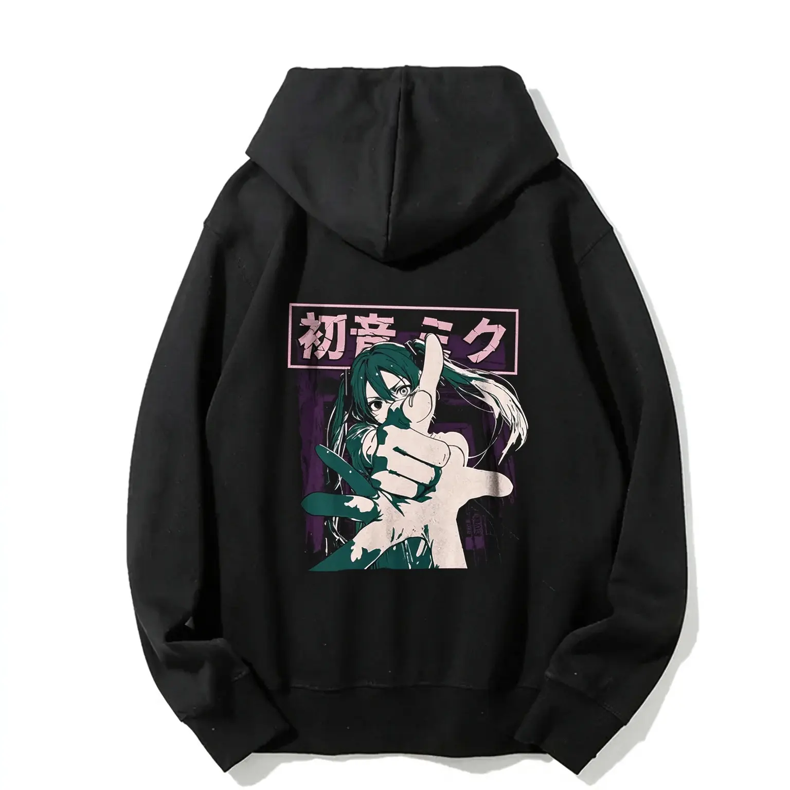 Unisex Vocaloid Miku Animated Character Graphic Men's Hoodie - Casual, Breathable Long Sleeve Pullover Menswear Sweatshirt, Couple Gift Top,sohochic