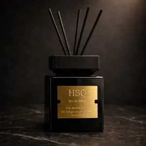 200ML Luxury Reed Diffuser, Black Glass Aromatherapy with Natural Rattan Sticks, Long Lasting Home Fragrance, Elegant Scent for Bedroom Bathroom Living Room, Relaxing Gift Decor