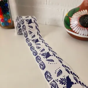 Talavera  Azul   Bulletin Board Border 3” x 36’ High-Quality Cardstock Elegant Design for School or Office