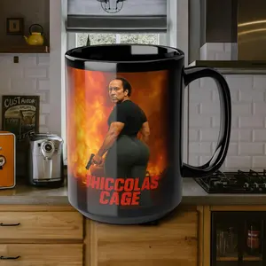 Thiccolas Cage Ceramic Mug, 15 oz. Nicolas Cage Cup, Gag Gift, Funny Mug, Ugly Mug, White Elephant, Joke Gift Mug, Silly Work Gift