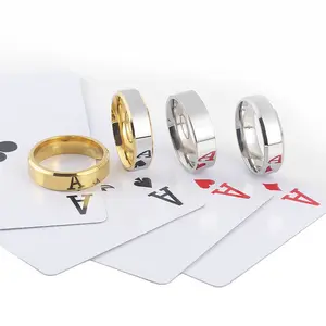 playing cards magic smooth mirror plain ring high definition reflective titanium steel ring bright watch brand stainless steel ring