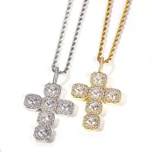 5221 Multi-faceted Block Cross Charm | Vintage Bold Streetwear Statement Piece For Party Outfits summerwins