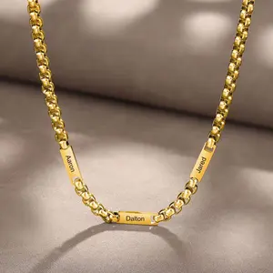 AS971 Father's Day Gift Personalized Engraving Name Pendant Custom Multi-name Stainless Steel Necklace Holiday Gift Men