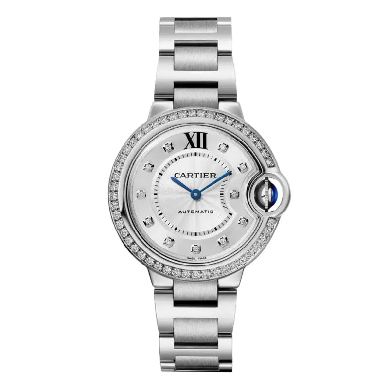 Cartier Ballon Bleu de Cartier Diamond Bezel Ladies Watch 33mm Silver Dial WHP040833