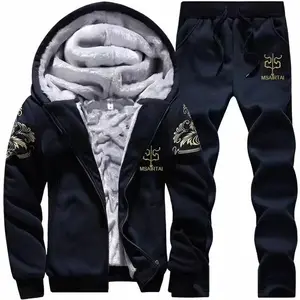 Autumn Winter 2-Piece Fleece-Lined Hoodie Set - Loose Casual Hooded Pullover & Sweatpants for Unisex Outfit Clothes men's sweatsuit set men 2 piece sets men's 2 piece set men sweatsuit set