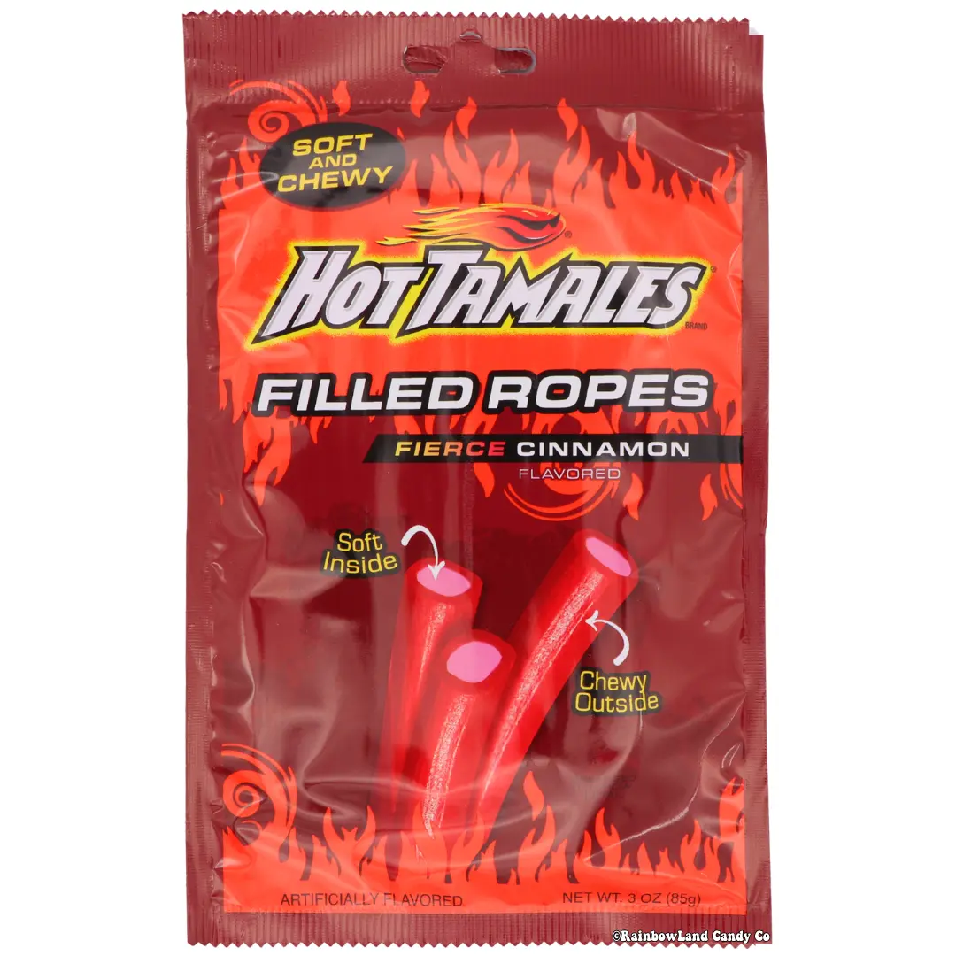 Hot Tamales Filled Ropes - Cinnamon Flavored Soft & Chewy Candy Rope ...