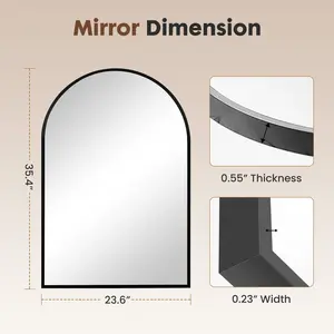 Arched Bathroom Mirror with Metal Frame, Rust-Resistant Anti-Fog Vanity Mirror for Bedroom, Entryway, Living Room, Black