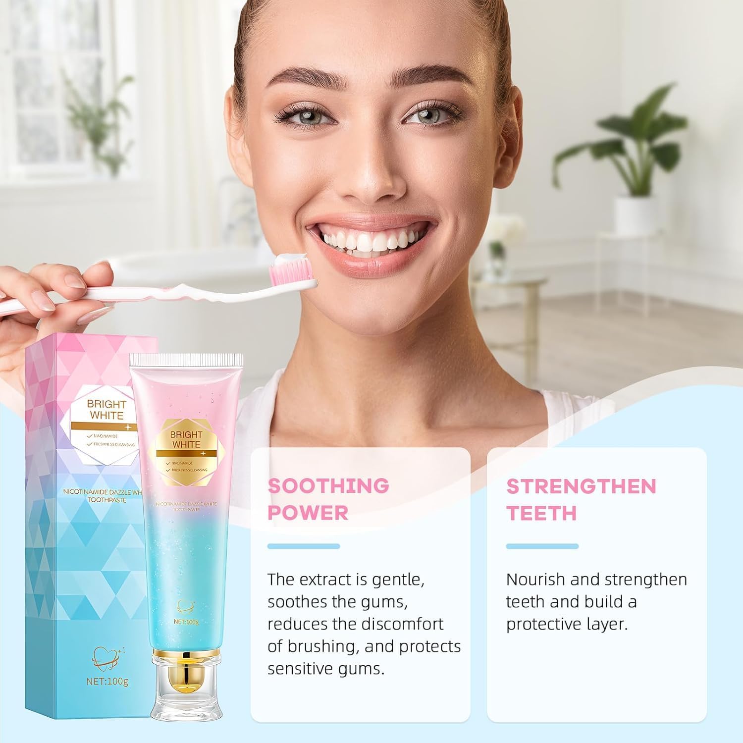 Fluoride FreeToothpaste,Nicotinamide, Free of Fluoride, Anti plaque, Oral Health Management Teeth Whitening Solution