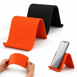 Flexible Silicone Phone & Tablet Stand with Built-in Flexible Metal Core, Bendable Foldable Non-Slip Holder, Laptop Riser Pad for Desk & Travel Use