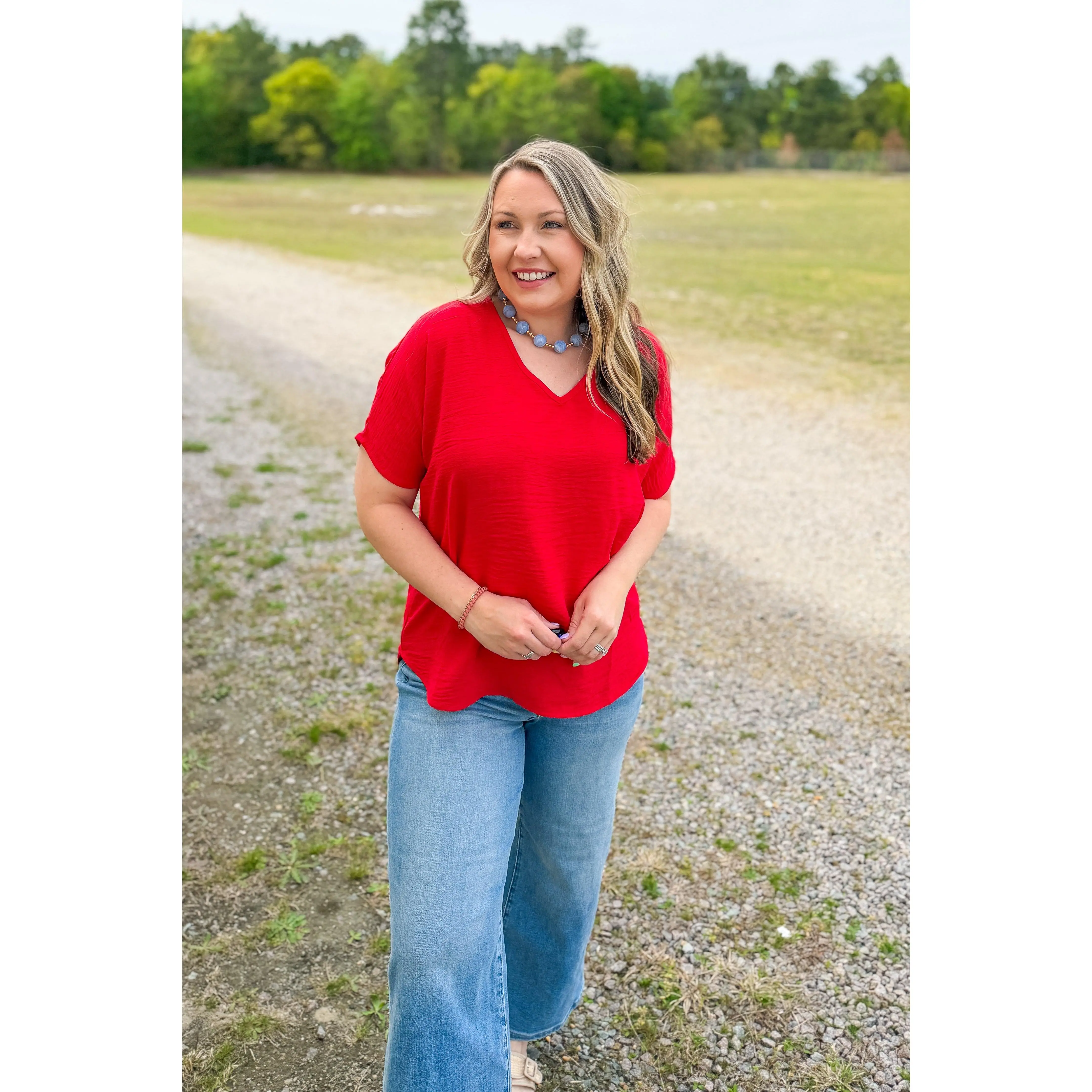 The Wren Airflow Top, Ruby Red