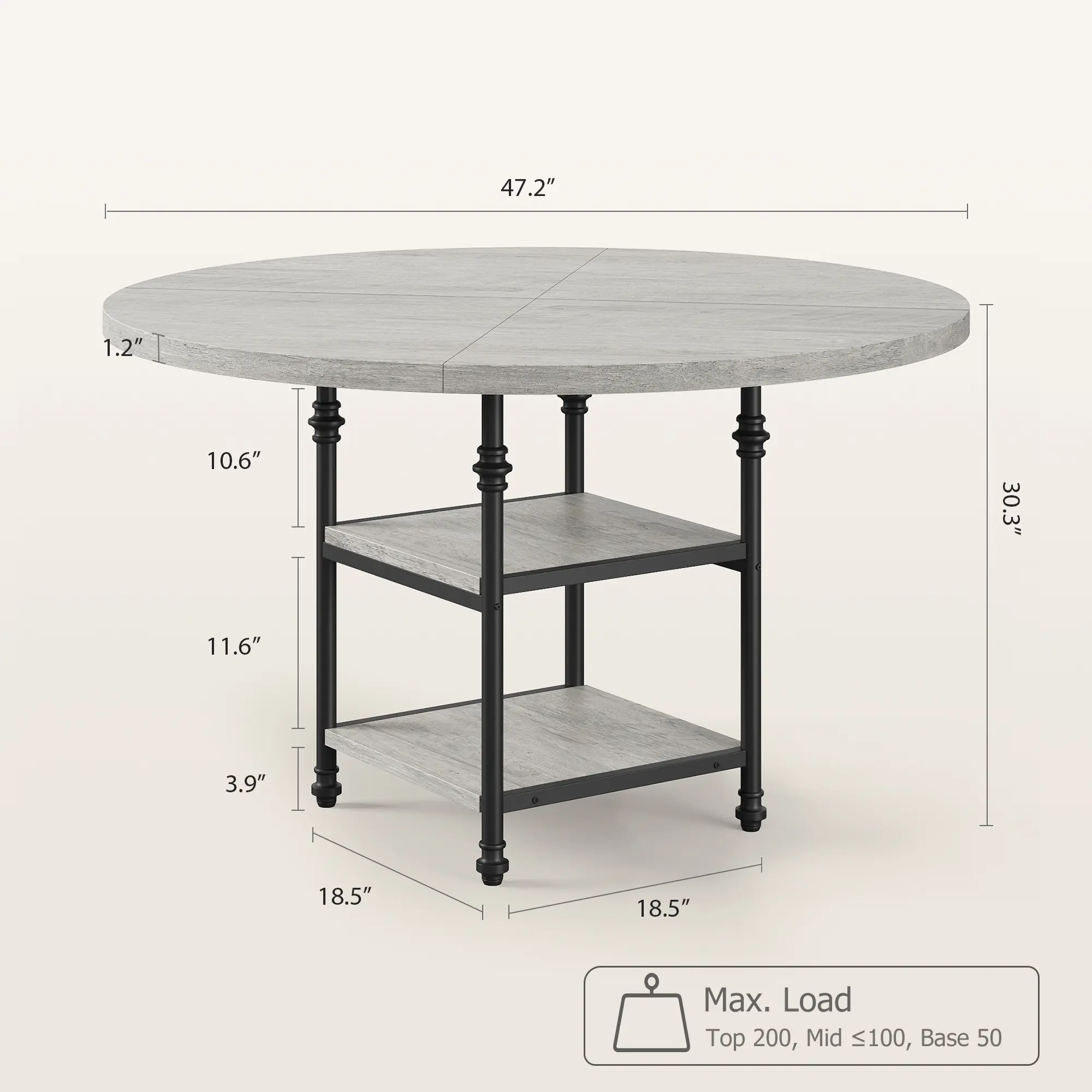 [Football Fan SeasonDeal] New Upgraded 1 Set Of Pb+Mdf+Metal Roman Column Round Dining Table