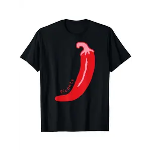 Men's Humorous Chili Pattern T-Shirt—featuring a vibrant red chili print, it is perfect for casual wear and themed events.