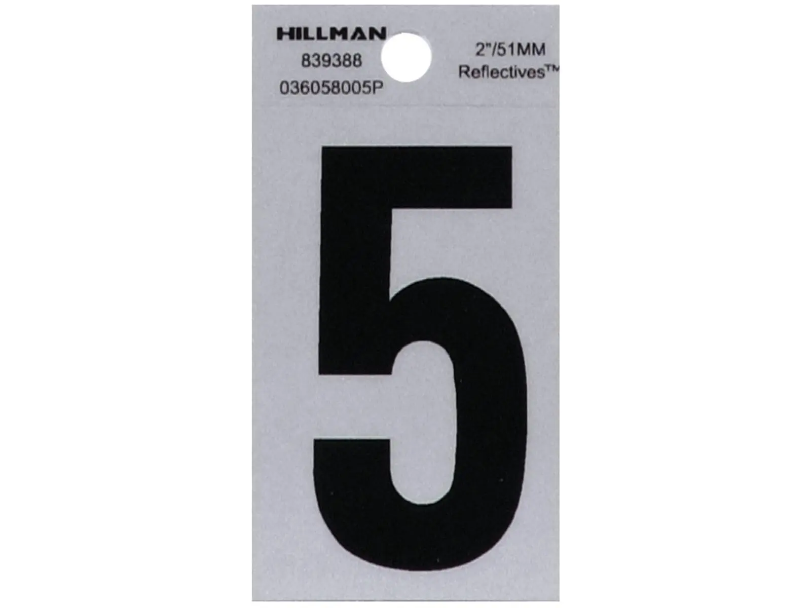 Hillman Group 839388 2 in. Black & Silver Reflective Mylar Square Cut Self-Adhesive Numbers - 5 Pack of 6, for Mailboxes, Easily Visible from the Street, Aids Emergency Workers, Helps Make Address More Visible