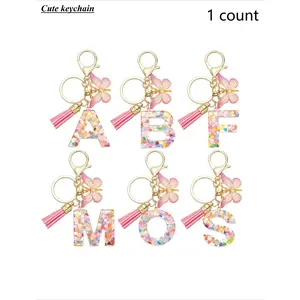 Cute Letter & Butterfly Design Keychain for Women & Girls, 1 Count Colorful Acrylic Keychain for Bag, Car Key, Decoration, Fashion Keychain for Gift, Valentine's Day Gift, Trendy Cute Keychain