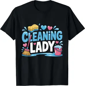 100% Cotton Cleaning Lady Housekeeper Housekeep1ng Cleaning Lover T-Shirt