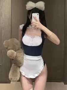 Maid Waitress Honeymoon Cosplay Outfit Adult Role Play Costume Cute Lace Apron Dress Sweet Romantic Service Look Party Night Performance Club Event Halloween Trending Fashion Outfit for Women Couples Newlywed Theme Gift