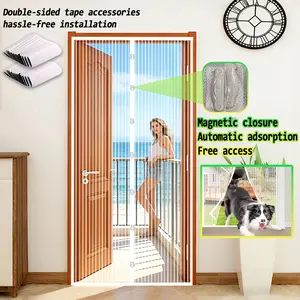 Magnetic mosquito net suitable for bedrooms, living rooms, and balconies - no drilling magnetic gauze door curtain Magnetic Screen Door with automatic closing function magnetic strip system and rubber strip panel suitable for sliding doors