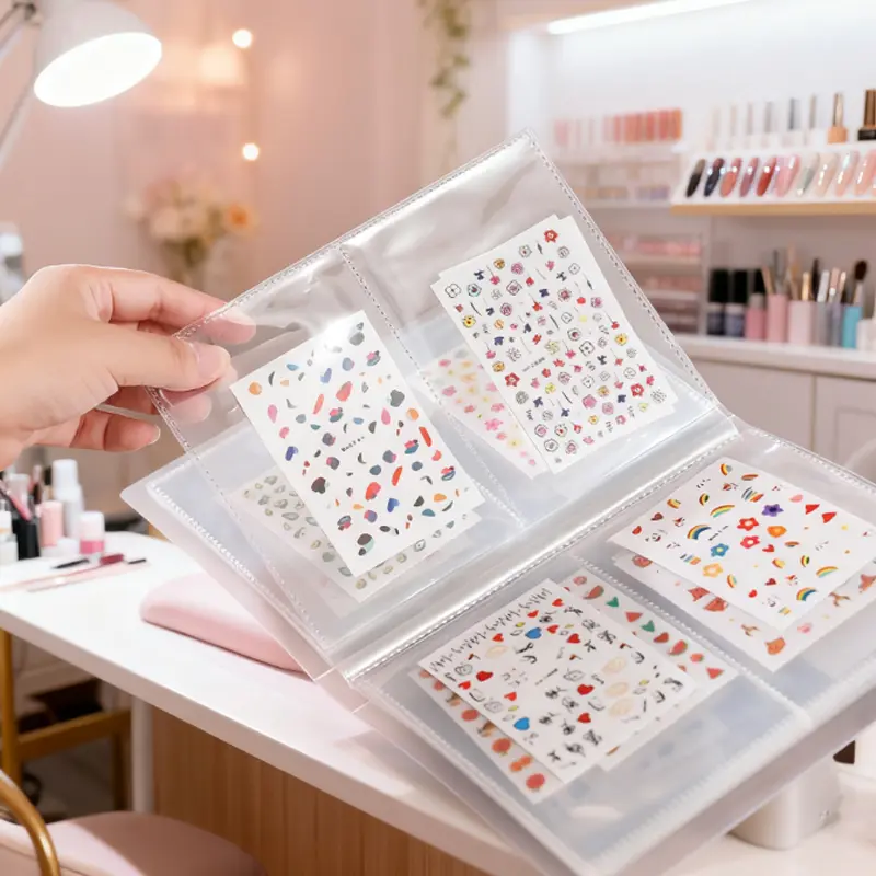 1Pc Nail Art Sticker Storage Book, Multi-purpose Clear Pocket Album, Sticker Organizer, Scrapbook & Mini Photo Collection Book for Nail Stickers Decals Clear Nail Sticker Organizer Storage Book, Portable Collecting Album,Photocard